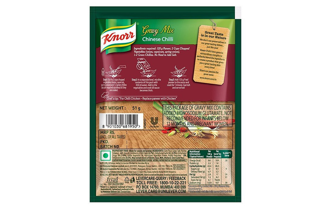 Knorr Chinese Chilli Gravy Mix   Pack  51 grams